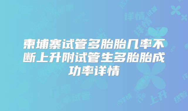 柬埔寨试管多胎胎几率不断上升附试管生多胎胎成功率详情