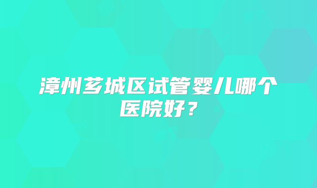 漳州芗城区试管婴儿哪个医院好？