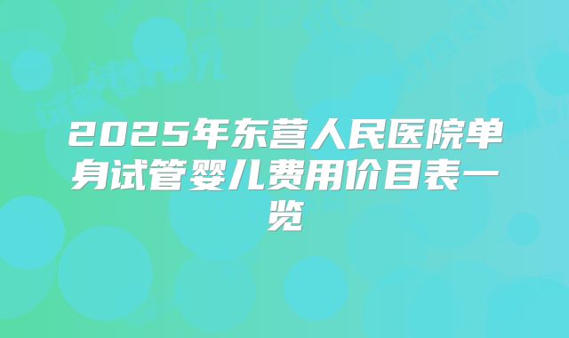 2025年东营人民医院单身试管婴儿费用价目表一览