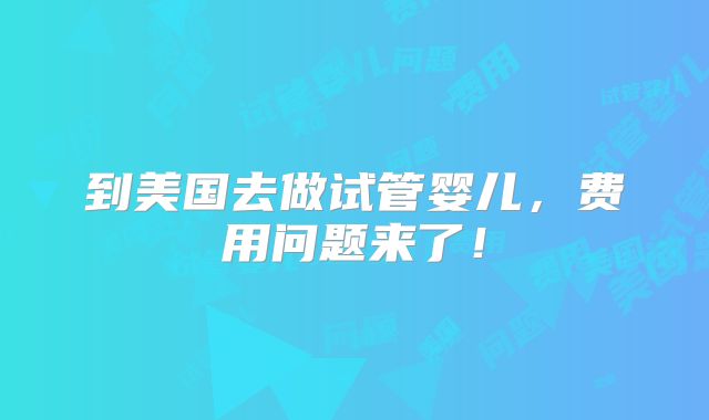 到美国去做试管婴儿,费用问题来了!