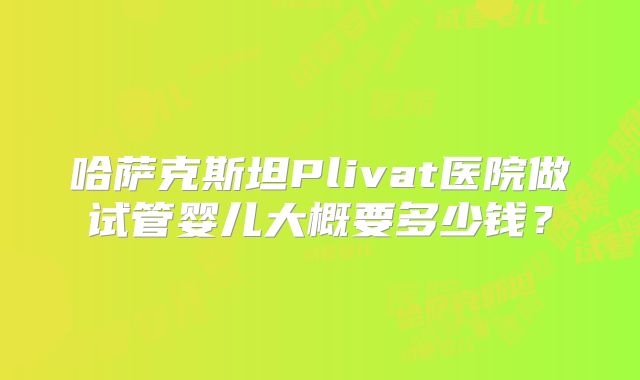 哈萨克斯坦Plivat医院做试管婴儿大概要多少钱？