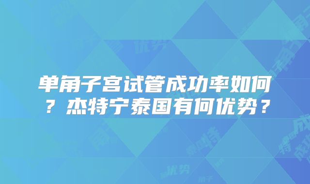 单角子宫试管成功率如何？杰特宁泰国有何优势？