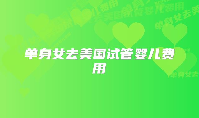 单身女去美国试管婴儿费用