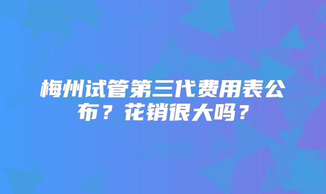 梅州试管第三代费用表公布？花销很大吗？