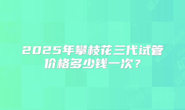 2025年攀枝花三代试管价格多少钱一次？