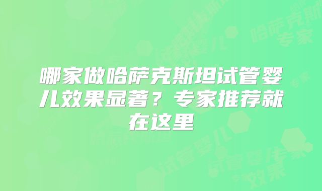哪家做哈萨克斯坦试管婴儿效果显著？专家推荐就在这里