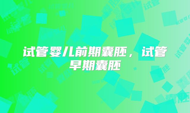 试管婴儿前期囊胚，试管早期囊胚