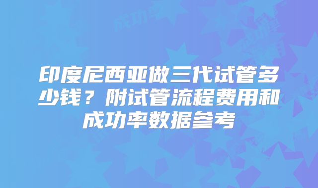 印度尼西亚做三代试管多少钱？附试管流程费用和成功率数据参考