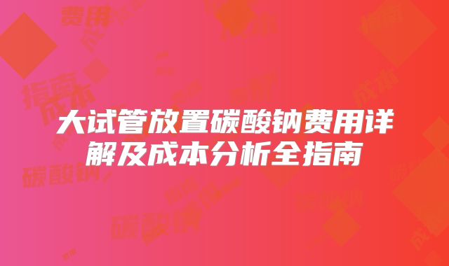大试管放置碳酸钠费用详解及成本分析全指南