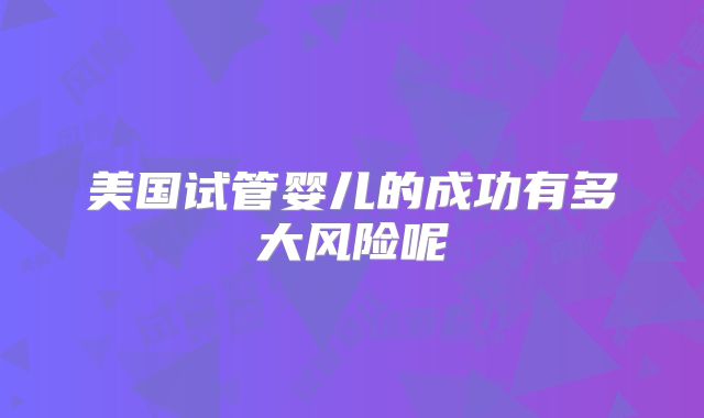 美国试管婴儿的成功有多大风险呢