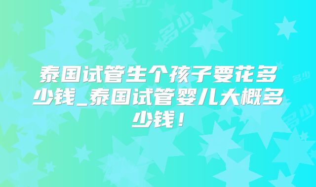 泰国试管生个孩子要花多少钱_泰国试管婴儿大概多少钱！