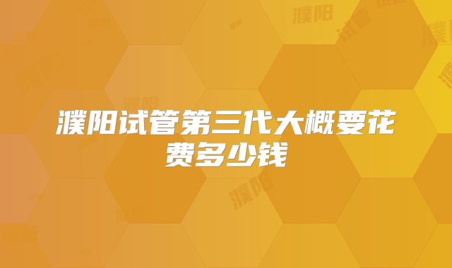 濮阳试管第三代大概要花费多少钱