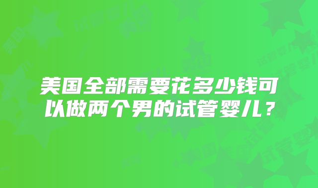 美国全部需要花多少钱可以做两个男的试管婴儿？