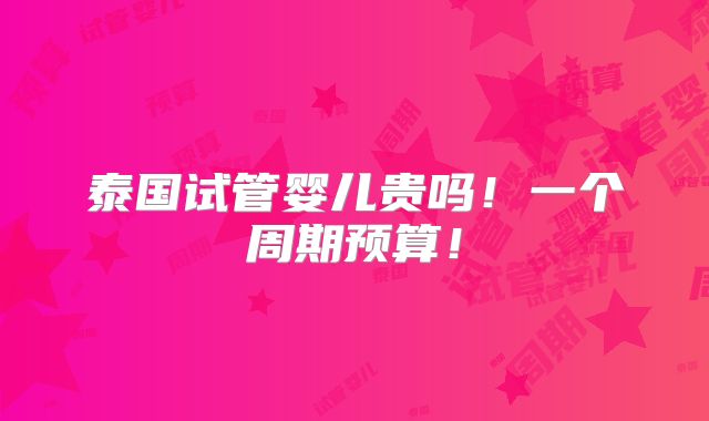 泰国试管婴儿贵吗！一个周期预算！
