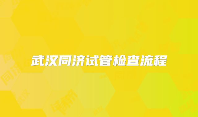 武汉同济试管检查流程