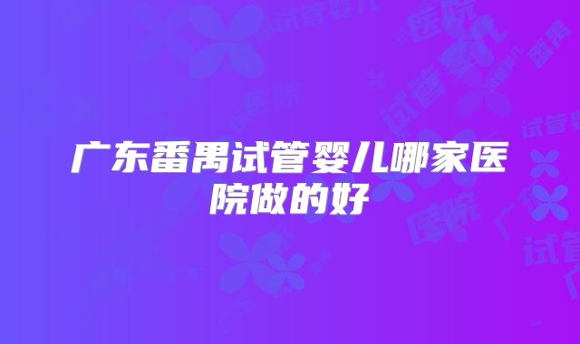 广东番禺试管婴儿哪家医院做的好