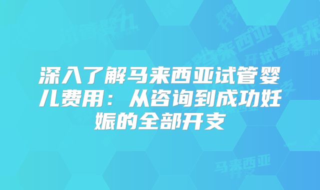 深入了解马来西亚试管婴儿费用：从咨询到成功妊娠的全部开支
