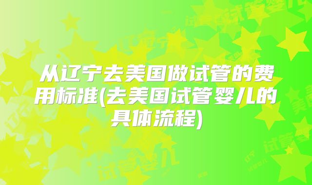 从辽宁去美国做试管的费用标准(去美国试管婴儿的具体流程)