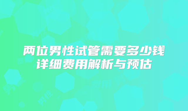 两位男性试管需要多少钱详细费用解析与预估