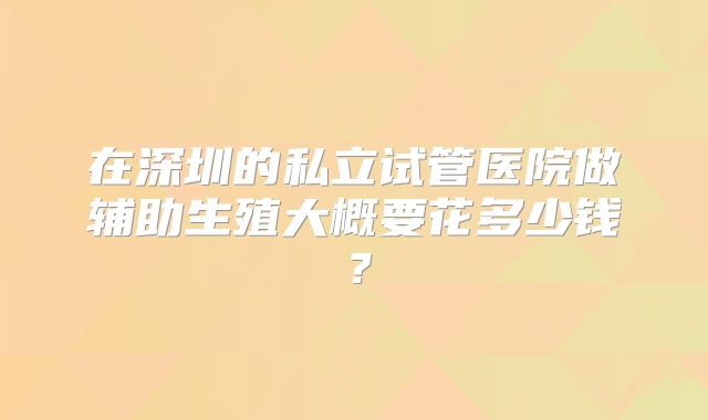 在深圳的私立试管医院做辅助生殖大概要花多少钱？