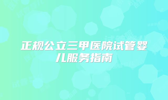 正规公立三甲医院试管婴儿服务指南