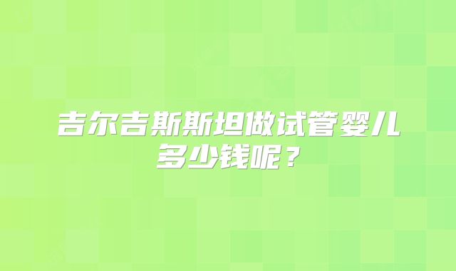 吉尔吉斯斯坦做试管婴儿多少钱呢？