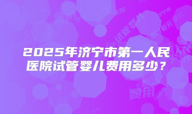 2025年济宁市第一人民医院试管婴儿费用多少？
