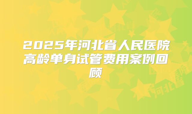 2025年河北省人民医院高龄单身试管费用案例回顾
