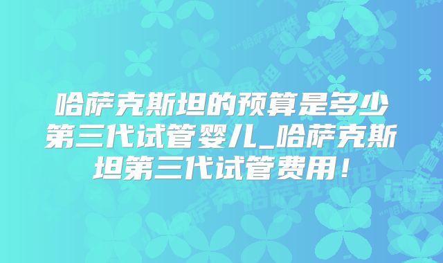 哈萨克斯坦的预算是多少第三代试管婴儿_哈萨克斯坦第三代试管费用！