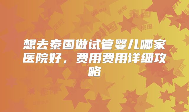 想去泰国做试管婴儿哪家医院好，费用费用详细攻略
