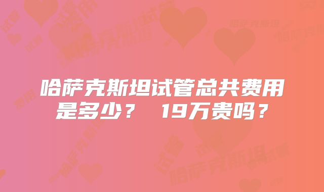 哈萨克斯坦试管总共费用是多少？ 19万贵吗？