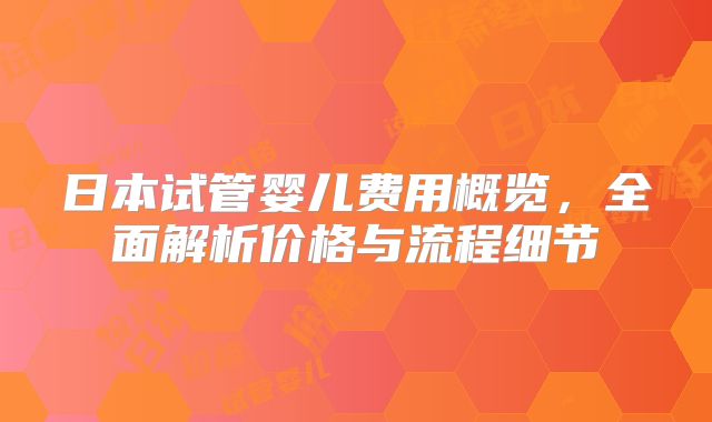 日本试管婴儿费用概览，全面解析价格与流程细节