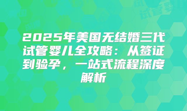 2025年美国无结婚三代试管婴儿全攻略:从签证到验孕,一站式流程深度解析
