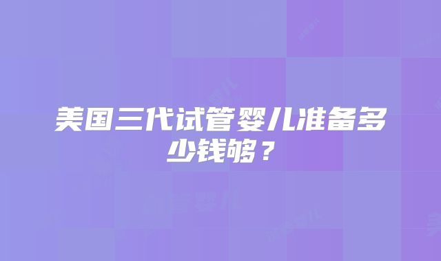 美国三代试管婴儿准备多少钱够？