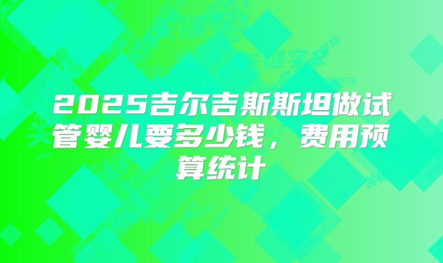 2025吉尔吉斯斯坦做试管婴儿要多少钱,费用预算统计