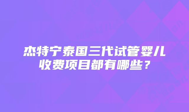 杰特宁泰国三代试管婴儿收费项目都有哪些？