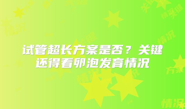 试管超长方案是否？关键还得看卵泡发育情况