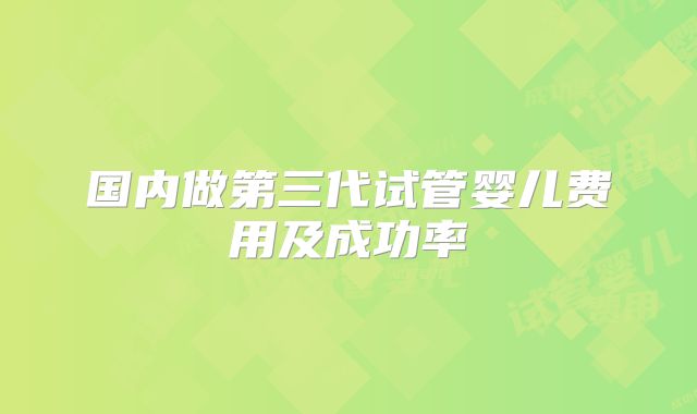 国内做第三代试管婴儿费用及成功率