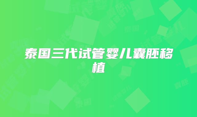 泰国三代试管婴儿囊胚移植