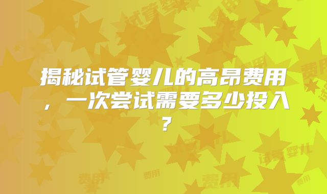 揭秘试管婴儿的高昂费用，一次尝试需要多少投入？