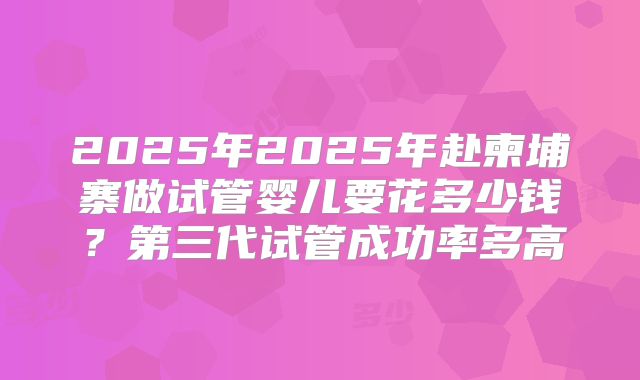 2025年2025年赴柬埔寨做试管婴儿要花多少钱？第三代试管成功率多高