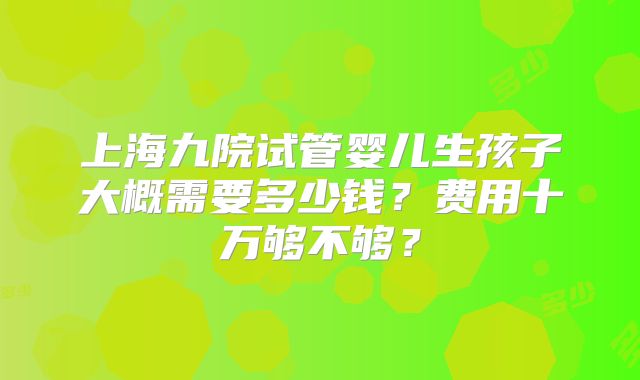 上海九院试管婴儿生孩子大概需要多少钱？费用十万够不够？