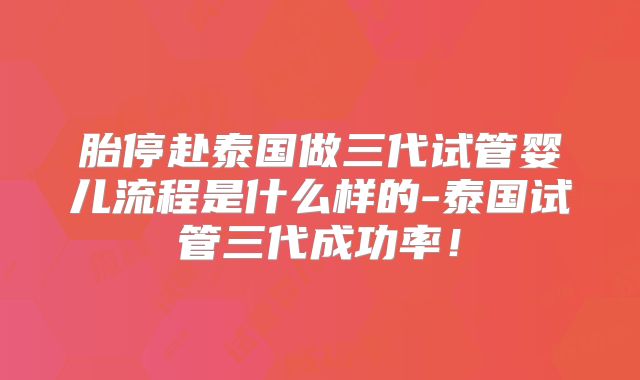 胎停赴泰国做三代试管婴儿流程是什么样的-泰国试管三代成功率！