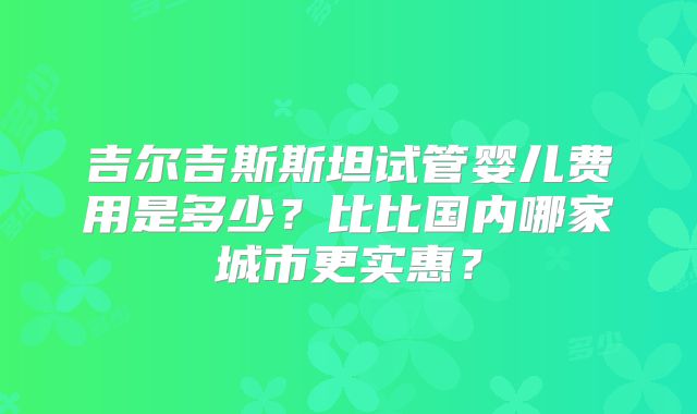 吉尔吉斯斯坦试管婴儿费用是多少？比比国内哪家城市更实惠？