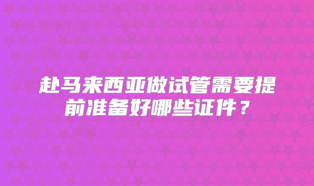 赴马来西亚做试管需要提前准备好哪些证件？