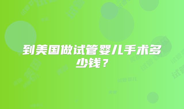 到美国做试管婴儿手术多少钱?