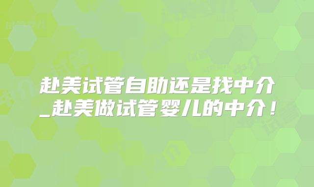 赴美试管自助还是找中介_赴美做试管婴儿的中介！