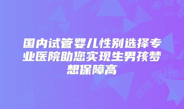 国内试管婴儿性别选择专业医院助您实现生男孩梦想保障高