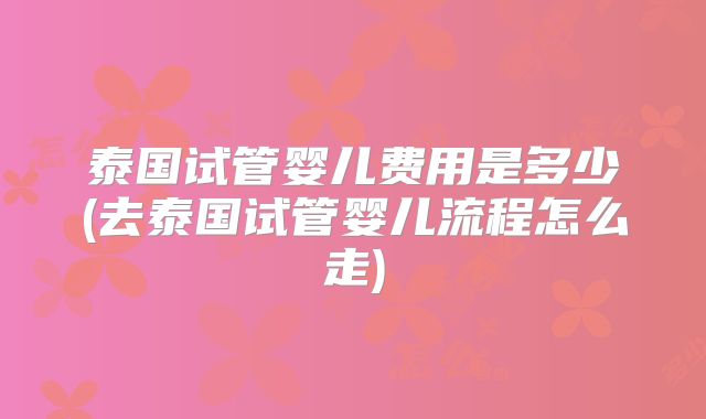 泰国试管婴儿费用是多少(去泰国试管婴儿流程怎么走)