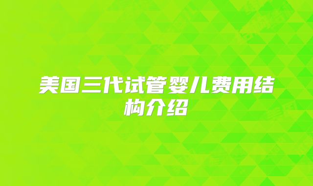 美国三代试管婴儿费用结构介绍